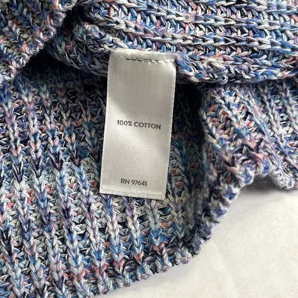 J Jill Women’s Size Small Blue Marled V Neck Cotton Pullover Knit Sweater - Picture 7 of 9